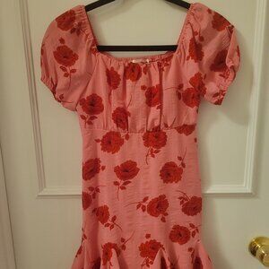 Girl's Poppies and Roses Pink Dress Size M